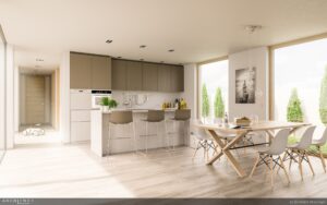 bernard stockinger otherrender small bungalow kueche gang essen bernhard stockinger